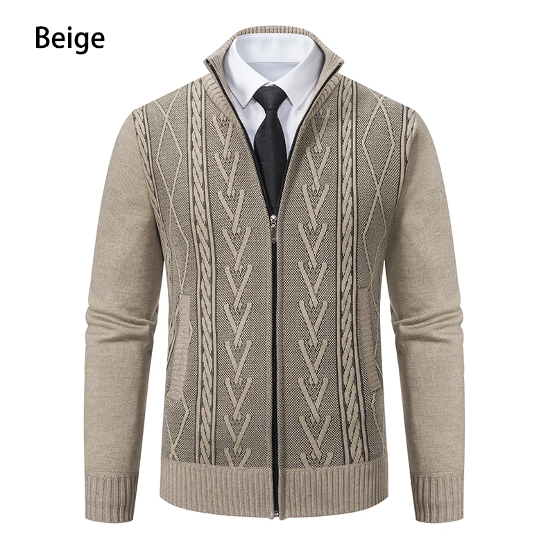 Mens cashmere sweater coat in beige