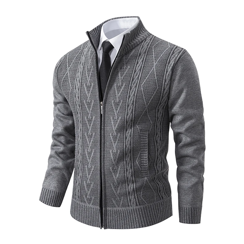 Mens cashmere sweater coat in light gray