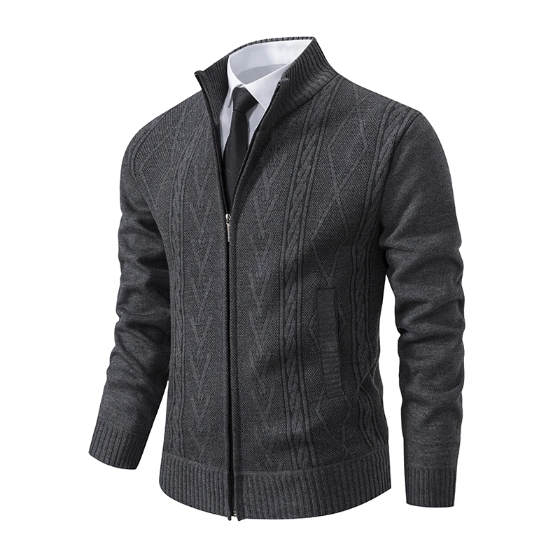 Mens cashmere sweater coat in dark gray