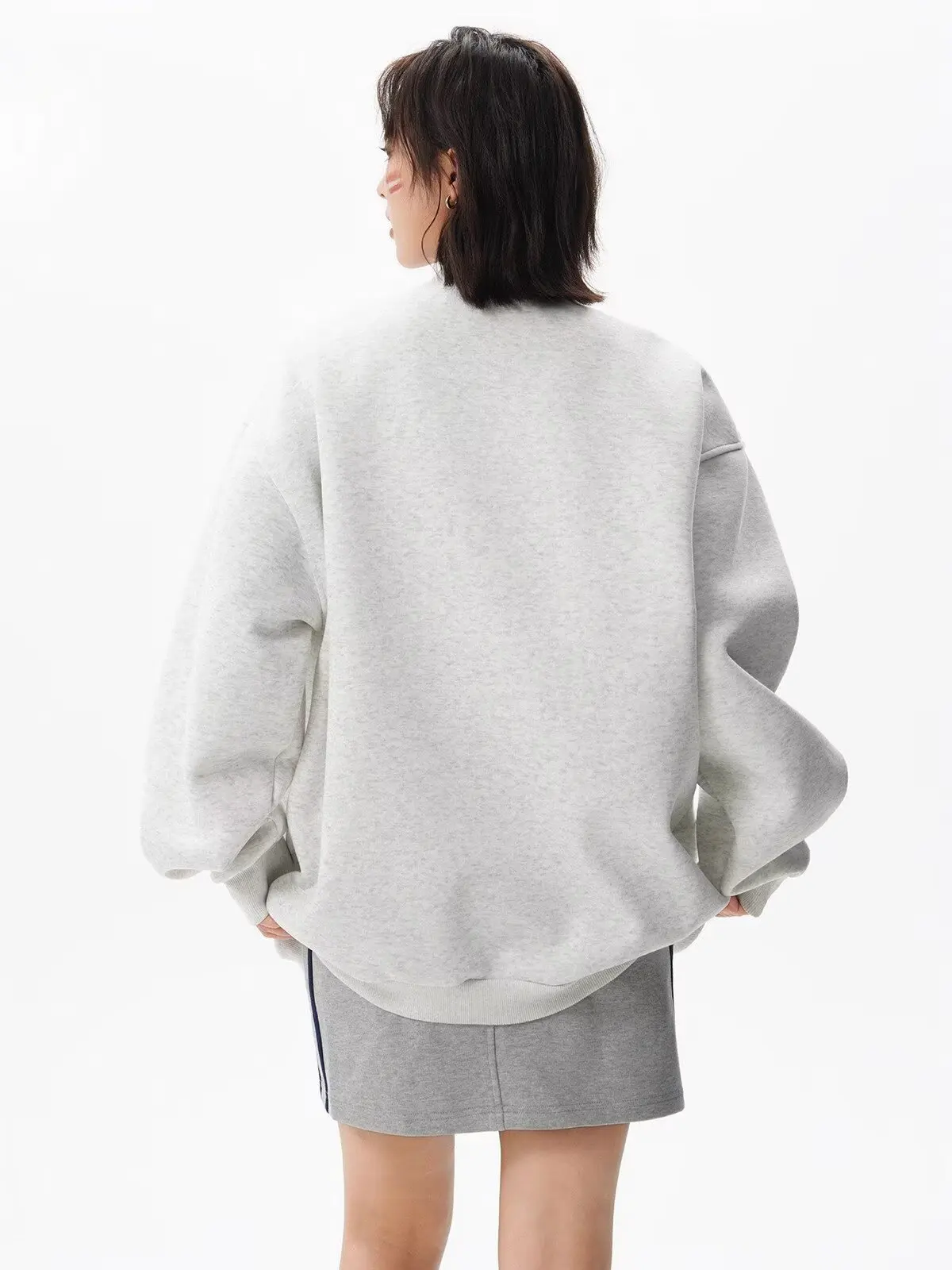 Mens embroidered baseball jacket in white
