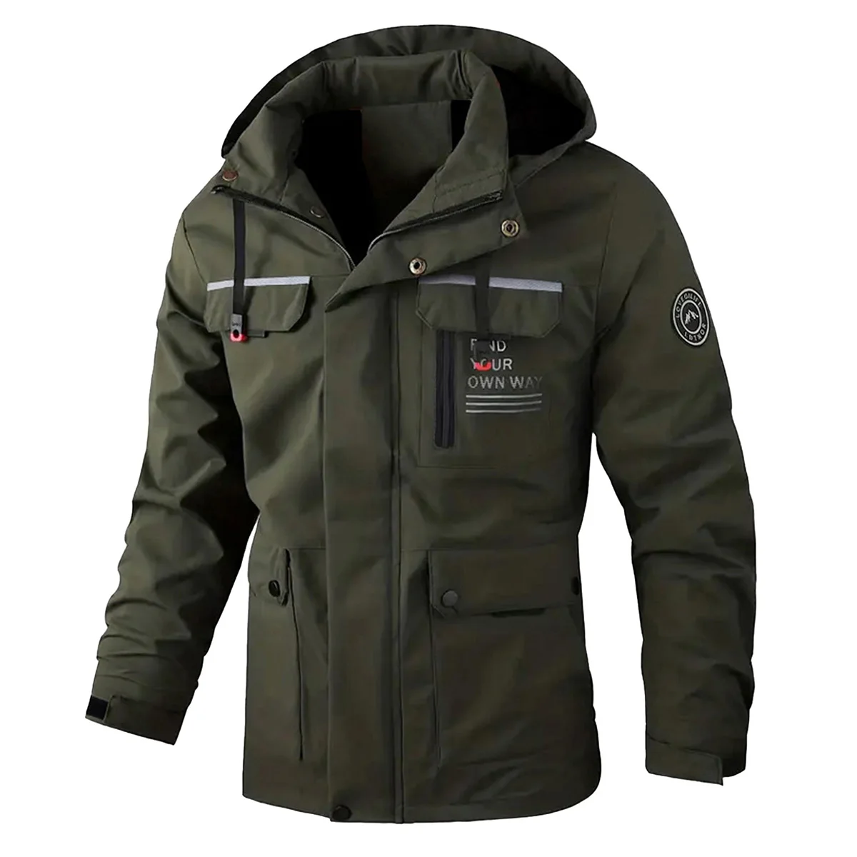 Men’s Spring and Autumn Plus Size Multi-Pocket Hooded Windproof Jacket, Sports Casual Outdoor Workwear Loose Jacket Men's Spring and Autumn Plus Size Multi-Pocket Hooded Windproof Jacket, Sports Casual Outdoor Workwear Loose Jacket Leduntino Jackets & Coats Men's Coats & Jackets Men's Fashion KDBazar