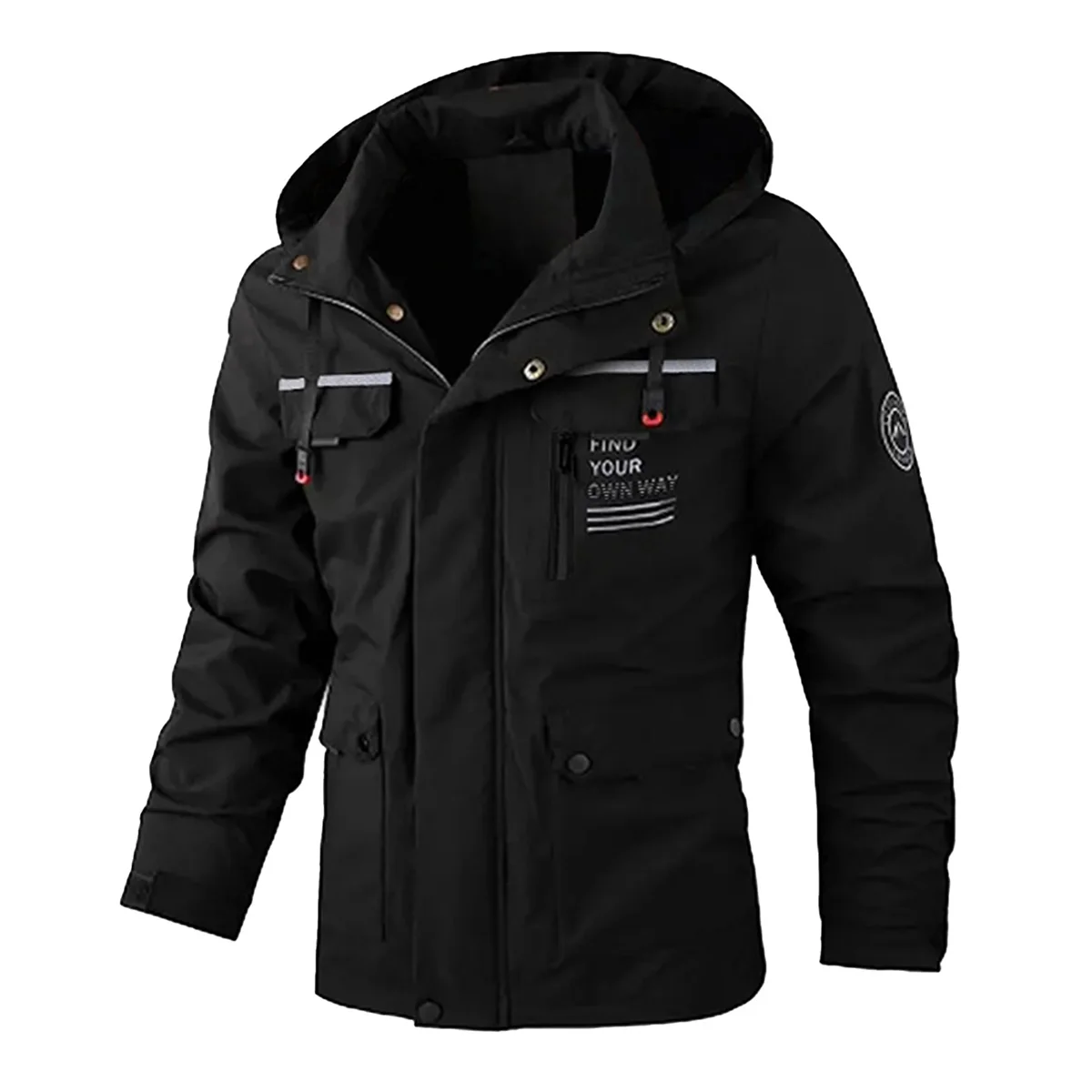 Mens plus size windproof jacket in black