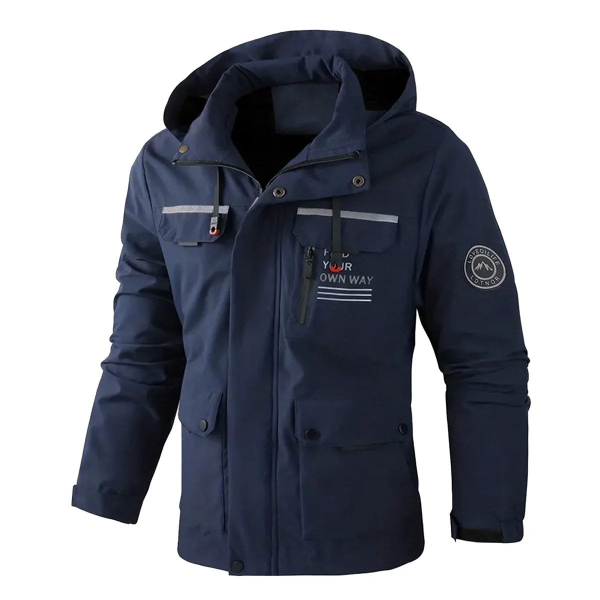 Men’s Spring and Autumn Plus Size Multi-Pocket Hooded Windproof Jacket, Sports Casual Outdoor Workwear Loose Jacket Men's Spring and Autumn Plus Size Multi-Pocket Hooded Windproof Jacket, Sports Casual Outdoor Workwear Loose Jacket Leduntino Jackets & Coats Men's Coats & Jackets Men's Fashion KDBazar