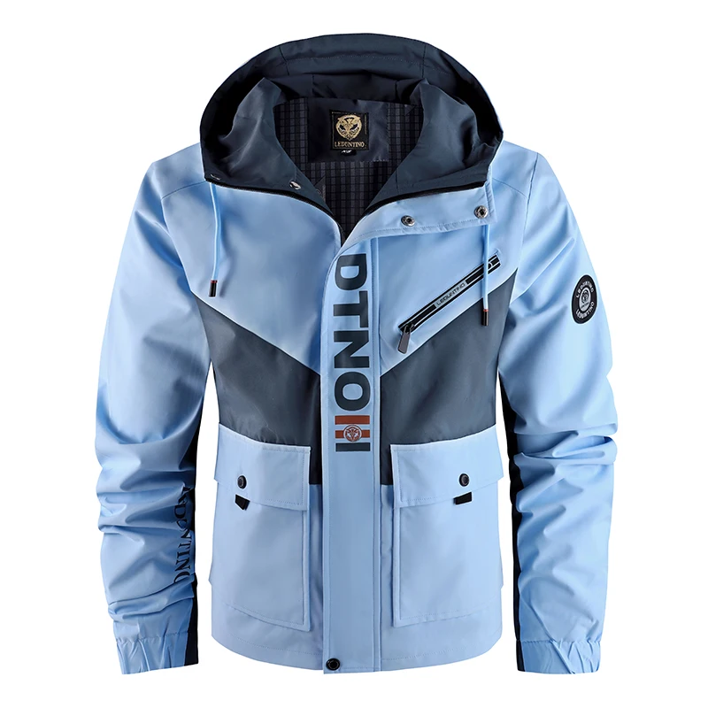 Oversized tactical jacket hood detail